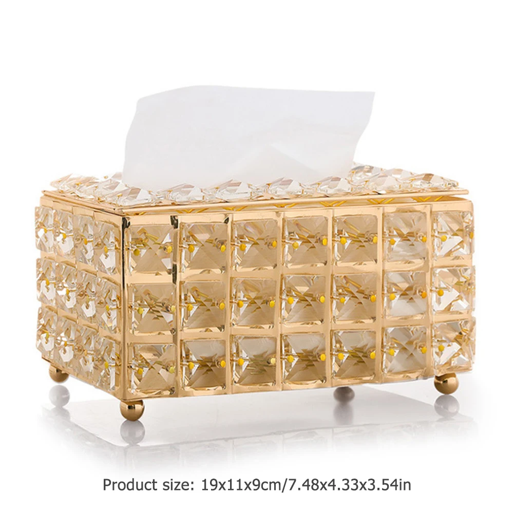 

European-style Rhinestone Square Tissue Box Paper Rack Office Table Accessories Facial Napkin Case Holder for Home Hotel Car