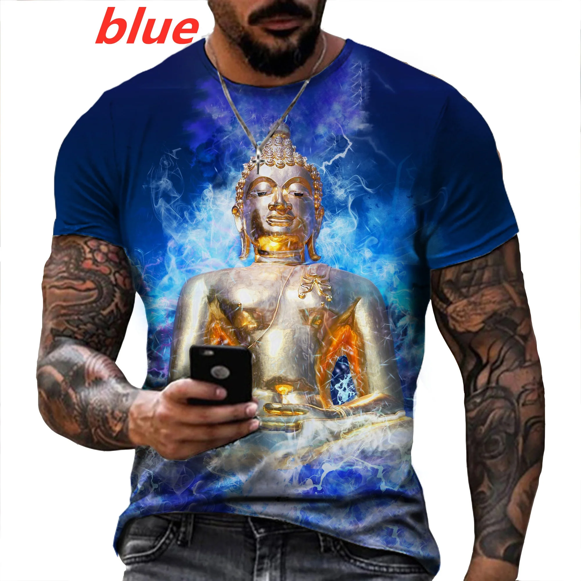 

3d T-shirt Buddhism Mens Casual Short Sleeve Tops Soft and Comfortable T Shirt