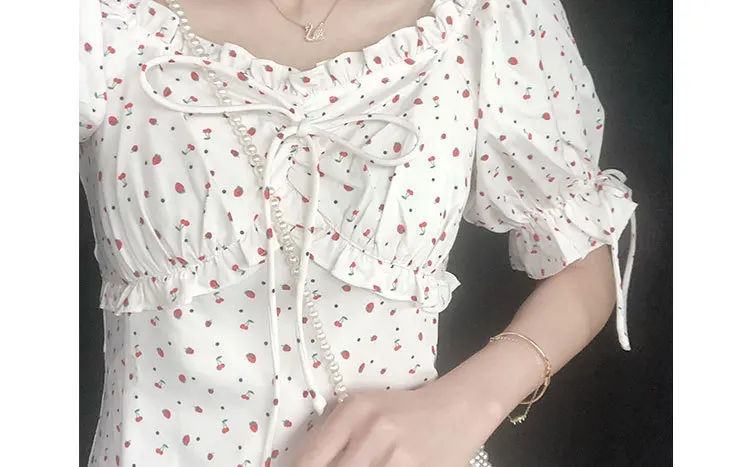 

2021 New Ladies Skirts Mori French Style Small Fresh High Waist Slimming Square Collar Dress Fashionable Loose Wild Summer
