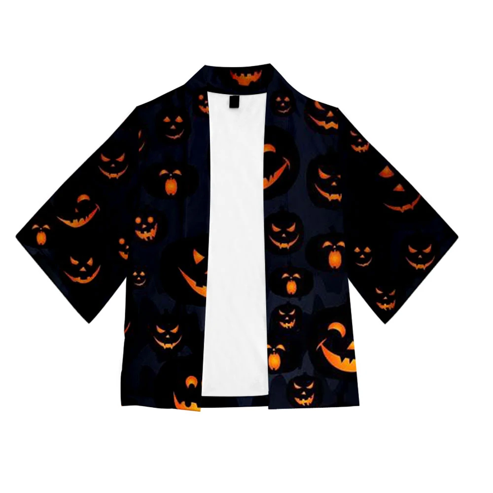 Креативный Хэллоуин 3D-напечатанный японский Кимоно Хаори Юката для косплея для женщин/мужчин Летняя повседневная короткая рукавная уличная футболка.