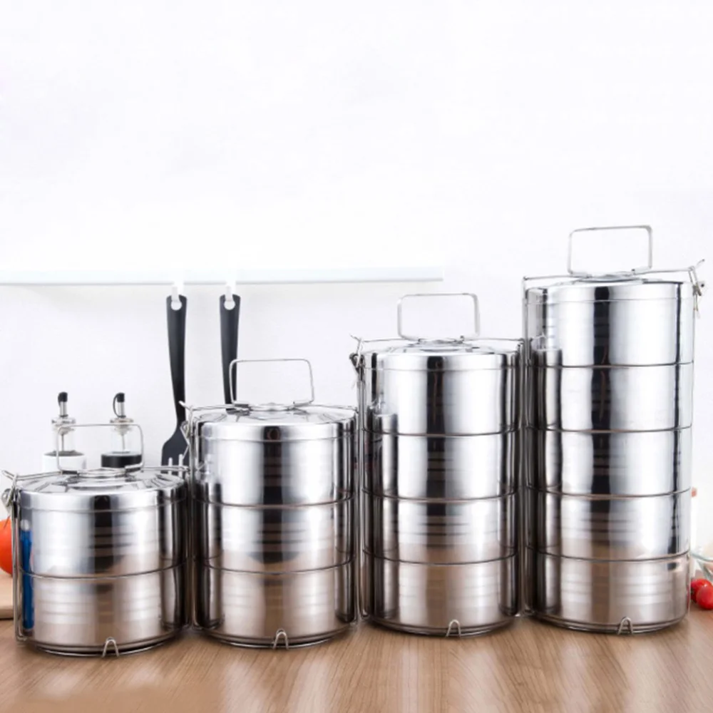 

Stainless Steel Insulated 4-tier Bento Box Portable Food Container for Picnic School Office (12cm)
