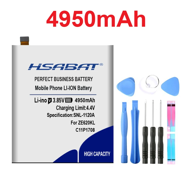 HSABAT 4950 мА/ч, C11P1708 Батарея для ASUS Zenfone 5 5Z ZE620KL X00QD ZS620KL Z01RD