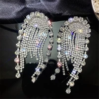 fyuan long tassel crystal drop earrings for women bijoux geometric rhinestone chain earrings statement jewelry gifts