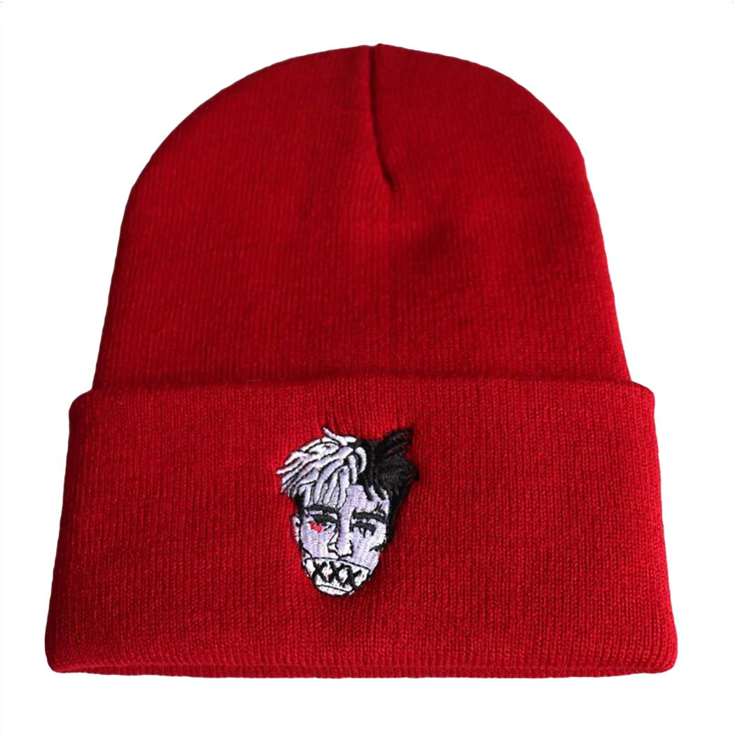 Хип-хоп шапки женщины-хипстеры вышивка 2019 зимние теплые вязаные Твердые манжеты