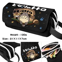 hot japanese anime totoro pencil case anime cartoon makeup cases cosmetic bag student stationery multi function flip bags