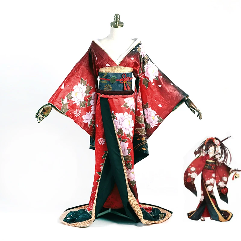 

Anime Date A Live Cosplay Costume Nightmare Tokisaki Kurumi Cosplay Costumes Female Halloween Clothes Sexy Kimono Set