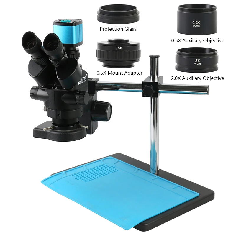 

7X 45X 3.5X 90X Simul-focal Trinocular Stereo Microscope HD 2K 1080P 48MP HDMI USB Industrial Video Microscope Soldering Camera