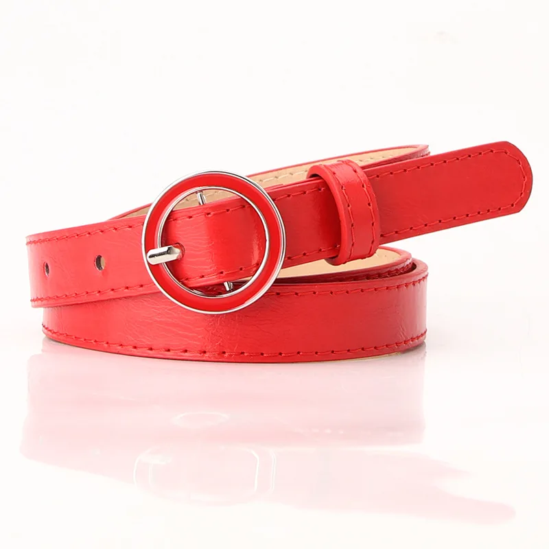 

Women Faux Leather Belt Jeans Belts for Women Dresses with Classic Round Buckle 2021 New