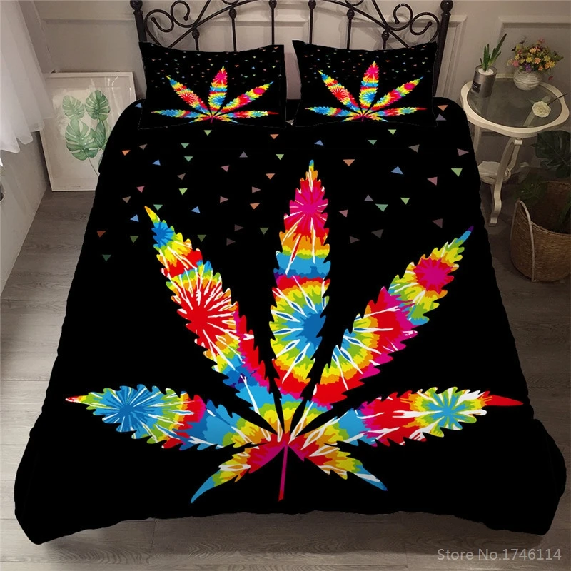 

Colorful Maple Leaf Triangle 3D Printed Bedding Set Duvet Cover Pillowcase Soft Bed Linens Bedclothes Twin Full Queen King Size
