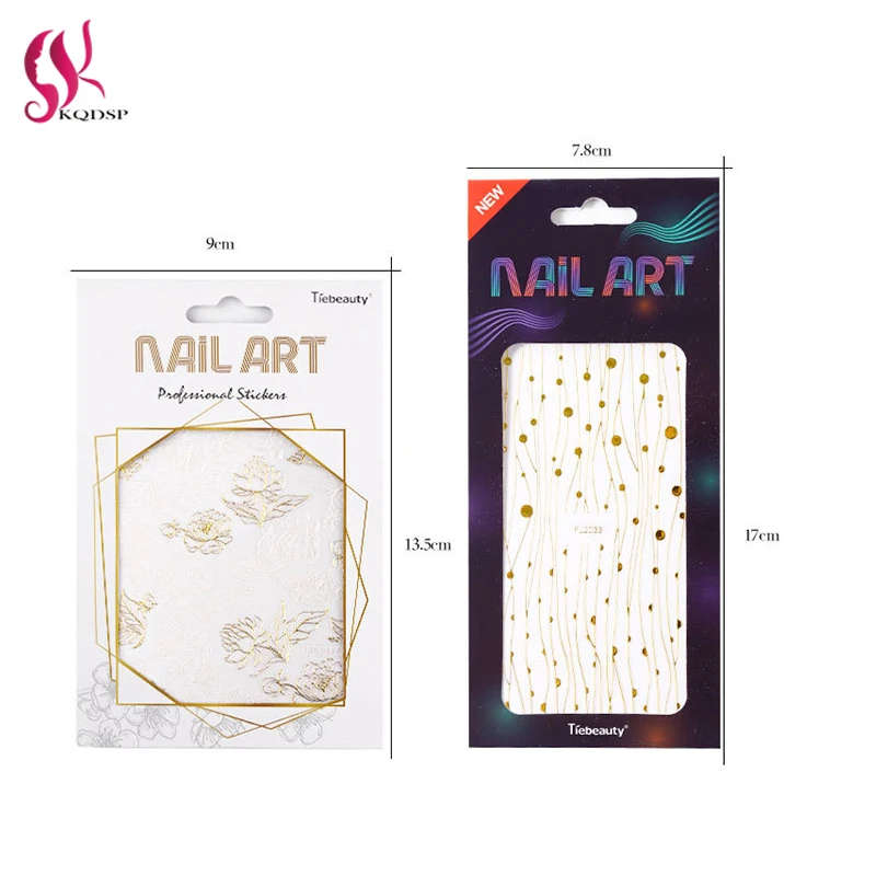 

3D Nail Art Sticker Holographic Bronzing Fine Hollow Decals Laser Gold Silver Metal Flower Fashion DIY Tips Decoration Adhesive