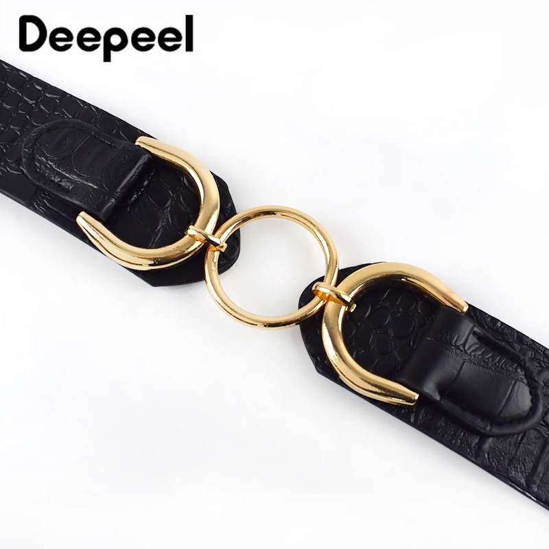 Deepeel 1pc 5*102.5cm Women PU Metal Ring Buckle Cummerbunds High Waist Wide Belt Crocodile Leather for Down Jacket Girdle CB634 |