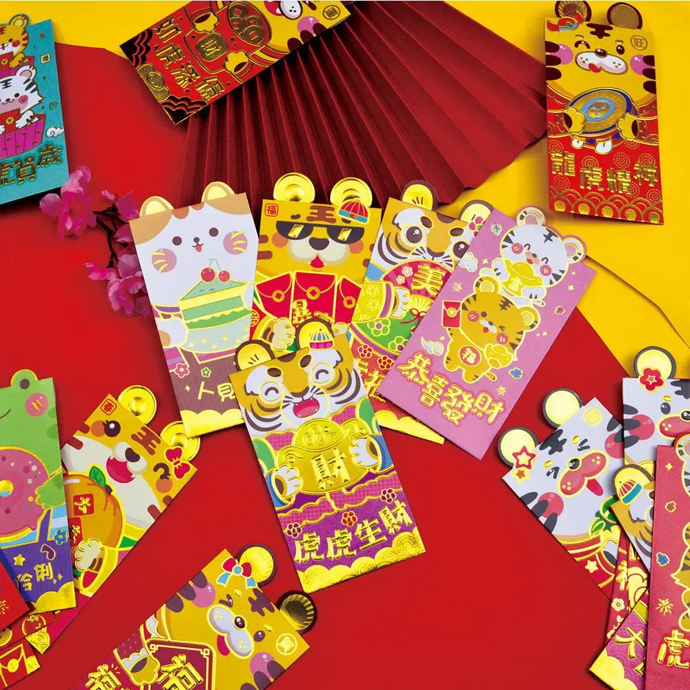 

6 Pcs/Pack New Variety Fashion Printing Cartoon Red Envelope Tiger New Year