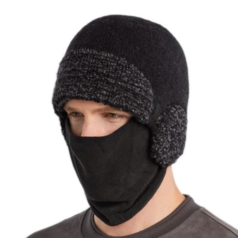 

Winter outdoor riding hooded woolen hat, warm face protection, windproof hat, knitted hood, face mask
