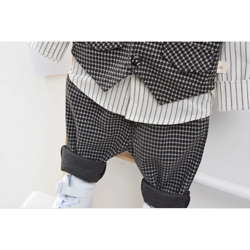 

Formal Baby Boy Clothes Set Plaid Kids Clothes Boys Outfit Cotton Shirt+Vest+Pants Spring Autumn Children Clothing Boy Sets