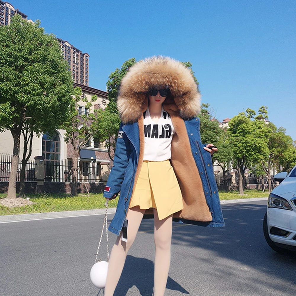 Новый увеличенный воротник MAOMAOKONG из меха енота ролевая Вышивка средней длины