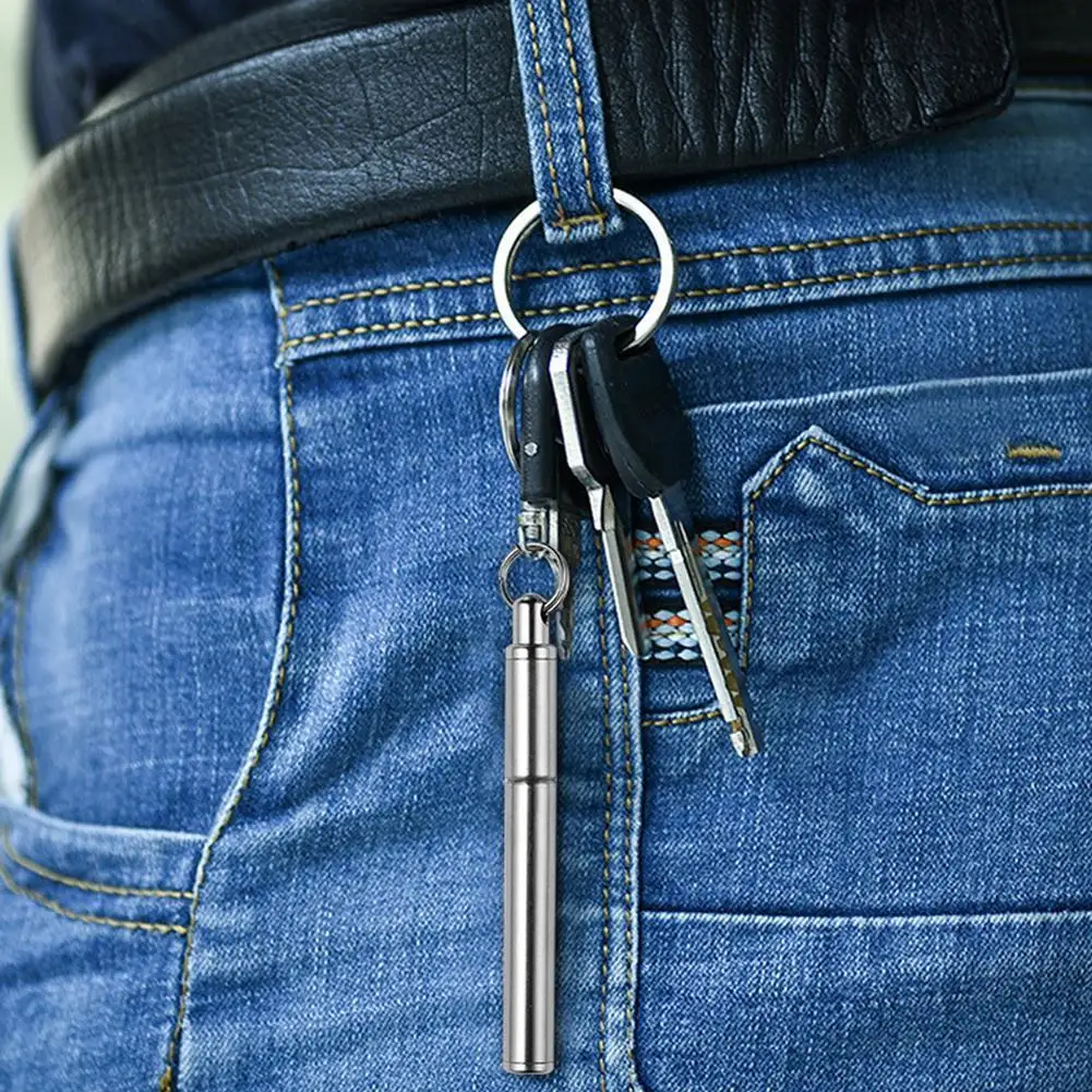 

1Pc Mini Metal Keychain Portable Steel Retractable Keyring Keyring Ballpoint Pen Pen Retractable Pen Pen Fountain H8P4