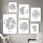 Нью-Йорк Вашингтон Лас-Вегас карта американского города настенная Картина на холсте северные постеры и принты настенные картины для гостиной