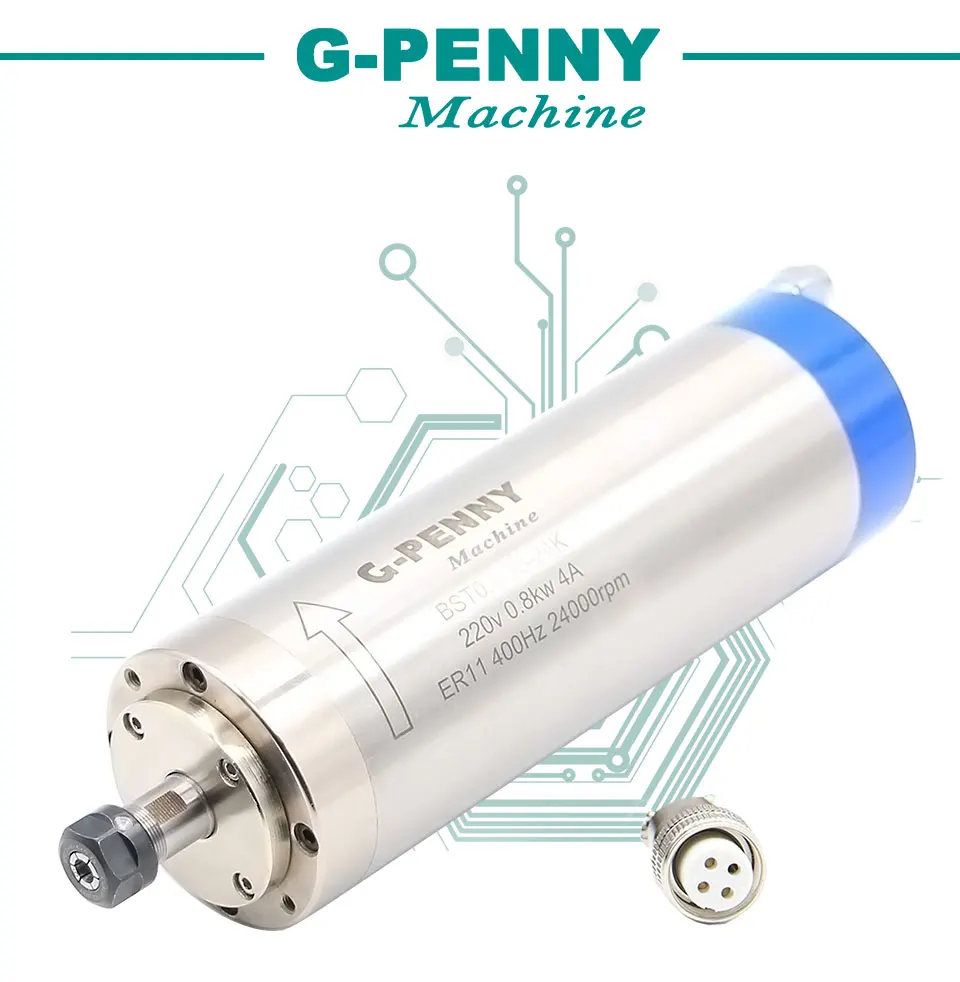 G-PENNY 220V 0.8KW ER11 фрезерный станок с ЧПУ с водяным охлаждением двигателя шпинделя деревообрабатывающий фрезерный станок с ЧПУ шпиндель мотора 65x195 мм с 4 подшипника