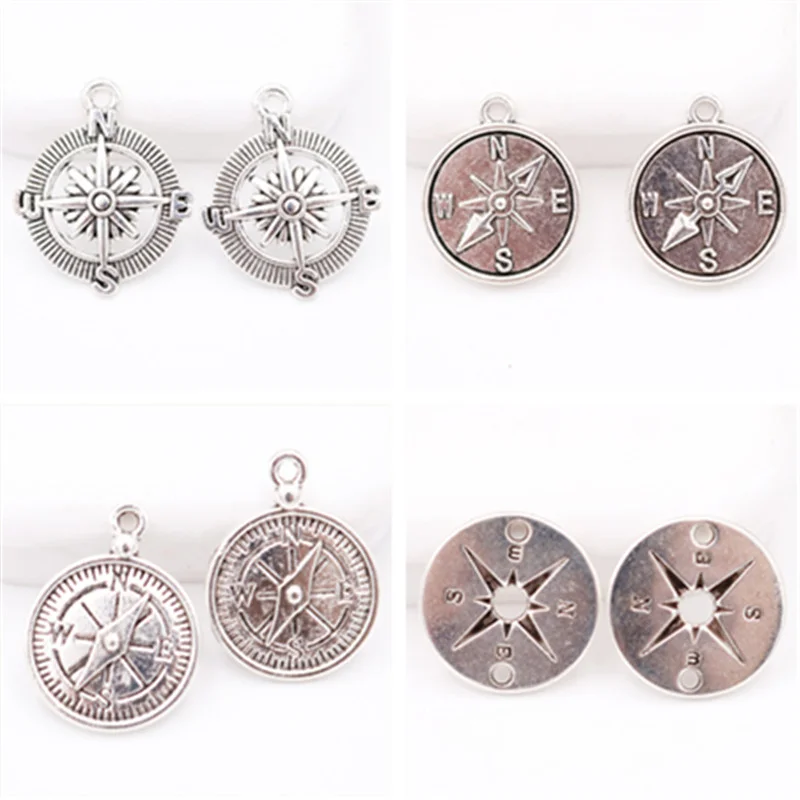 10 шт. посеребренный компас Подвески Сделай Сам очаровательные серьги браслет