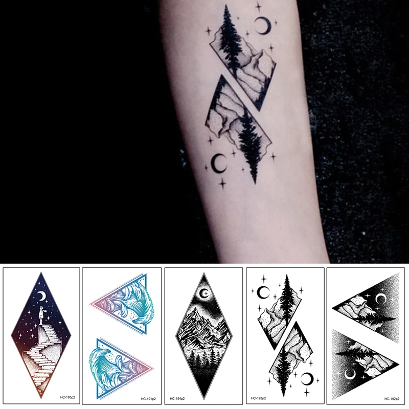 Временные тату-наклейки Moon Mountain экологическая имитация татуировки планет океана