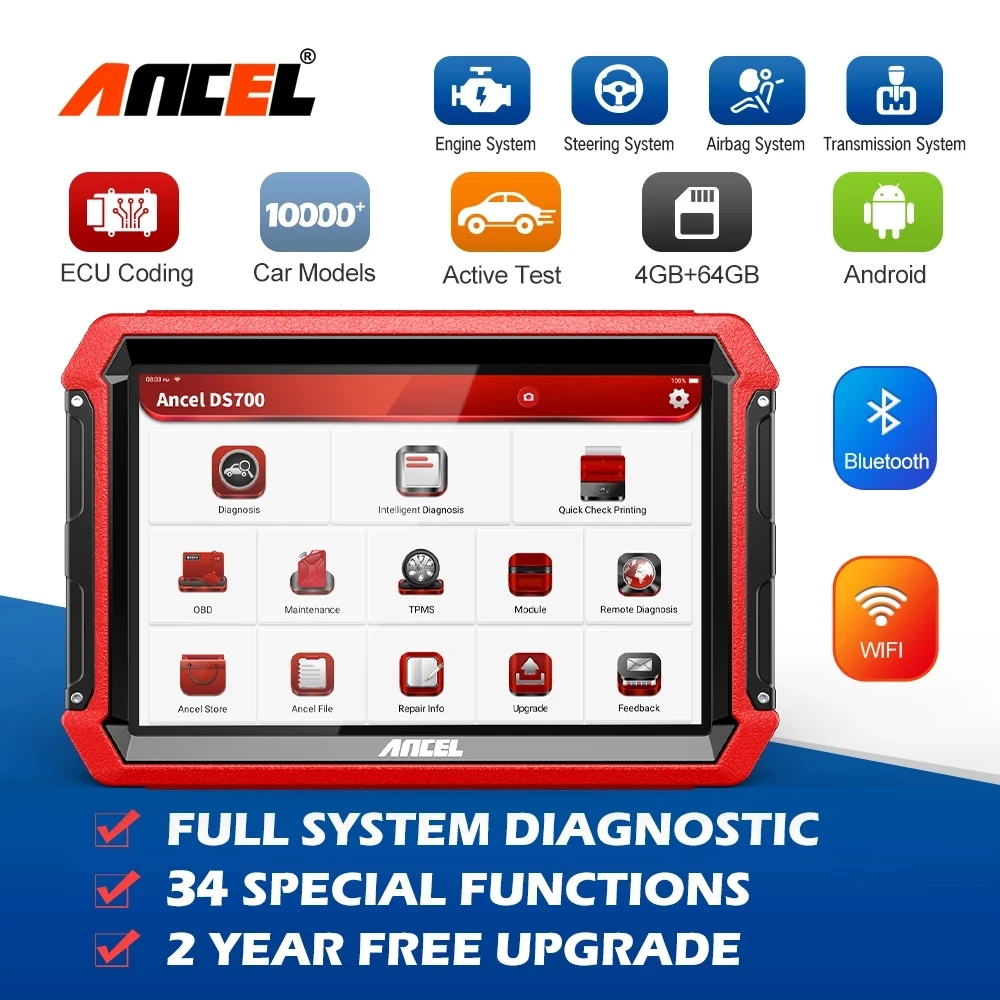 

ANCEL DS700 OBD2 Автомобильные диагностические инструменты, все системы OBD OBD2 сканер, профессиональный 10,0 дюймов ECU кодирование, Автомобильный ска...