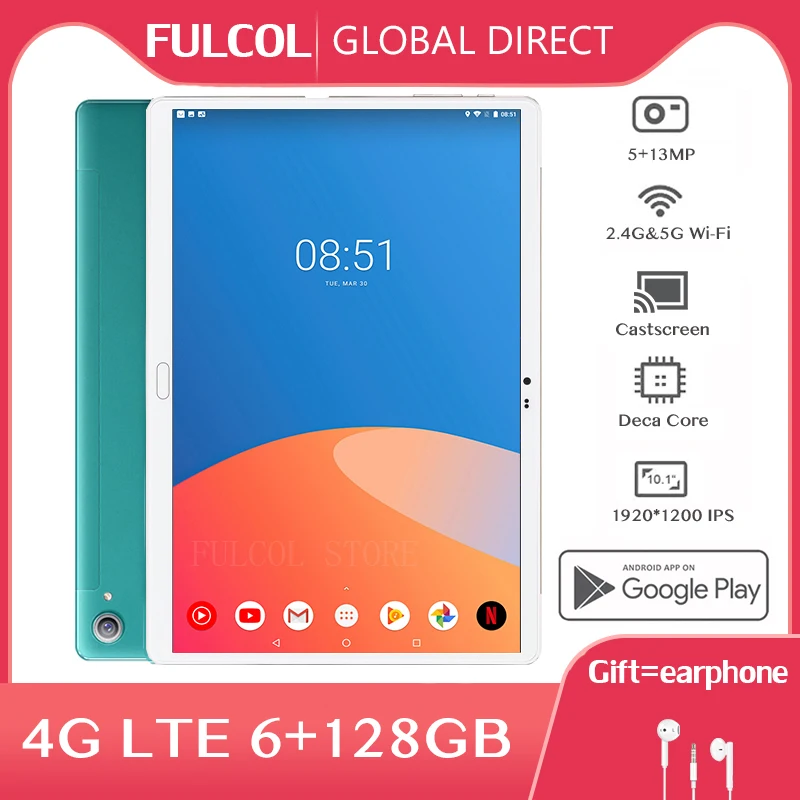 2021 новейший планшетный ПК Android 10 5 дюймов MT6797 Deca Core 13/5MP Dual 4G LTE 6 ГБ ОЗУ 128 Гб ПЗУ 1920*1200