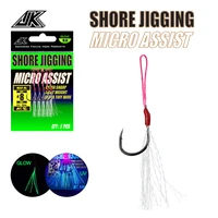 jk map black slow jigging fishing hooks glow pe line tied 5 12 saltwater fishing shore jigging micro assist hook set