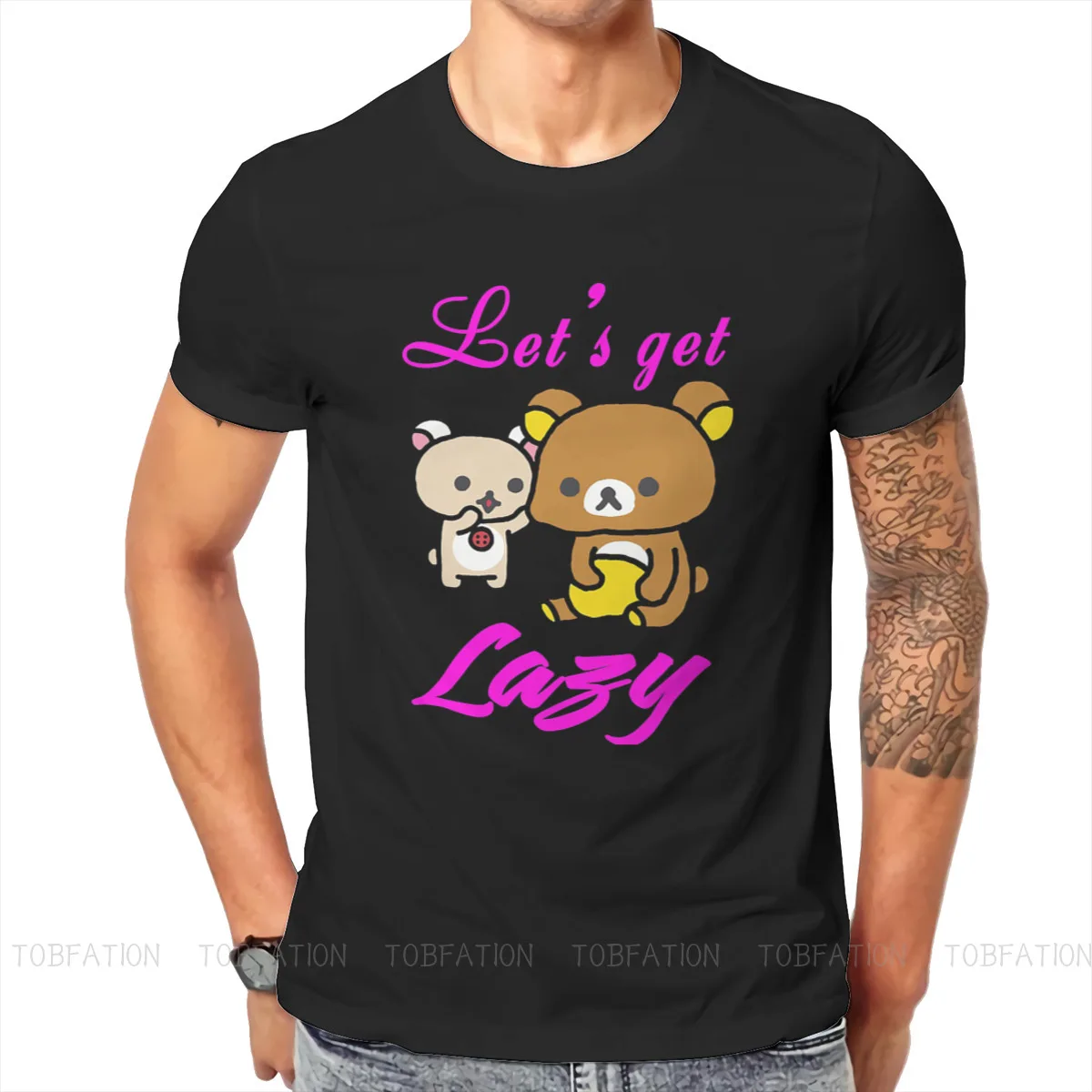 

Let's Get Lazy Rilakkuma T Shirt Classic Alternative Big size Crewneck TShirt Big sales Harajuku Men's Short Sleeve