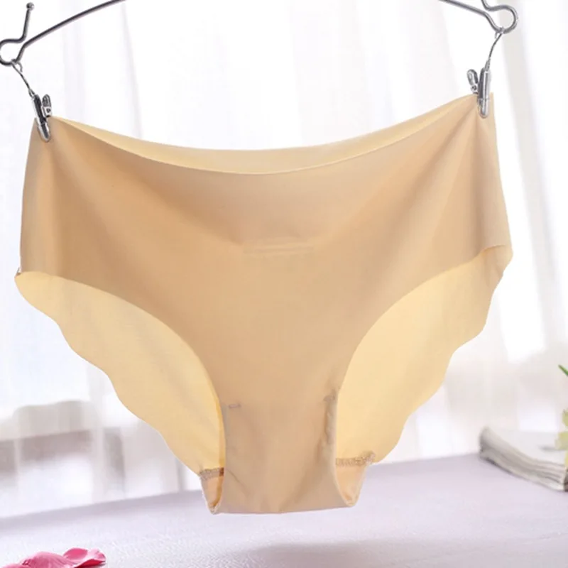 1Pc Khaki 3 шт., женские бесшовные трусики, одноцветные, шелк льда, уютное нижнее белье, стринги, трусы, сексуальное нижнее белье, трусы - Цвет: 1Pc Khaki