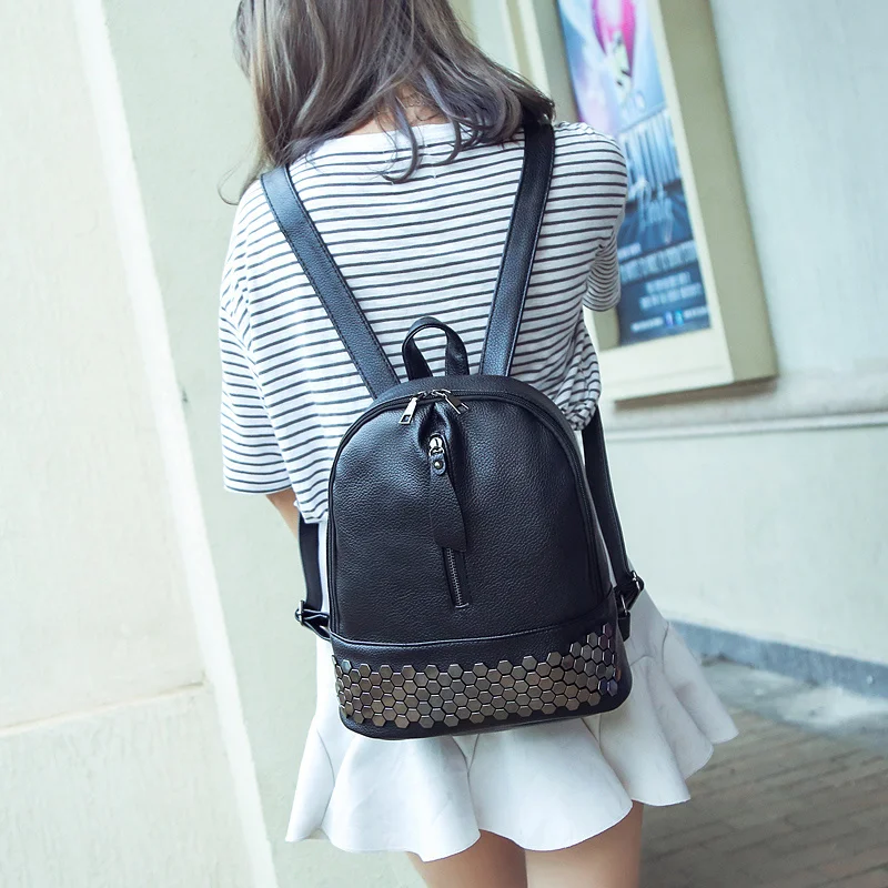 Женский рюкзак Bolish из искусственной кожи школьный ранец в стиле преппи черная