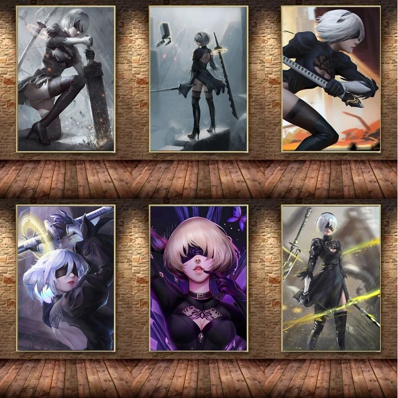 

Japan Anime Nier Automata Fight Game Girl Canvas Painting Posters and Prints Wall Art Picture for Living Room Home Decor Cuadros