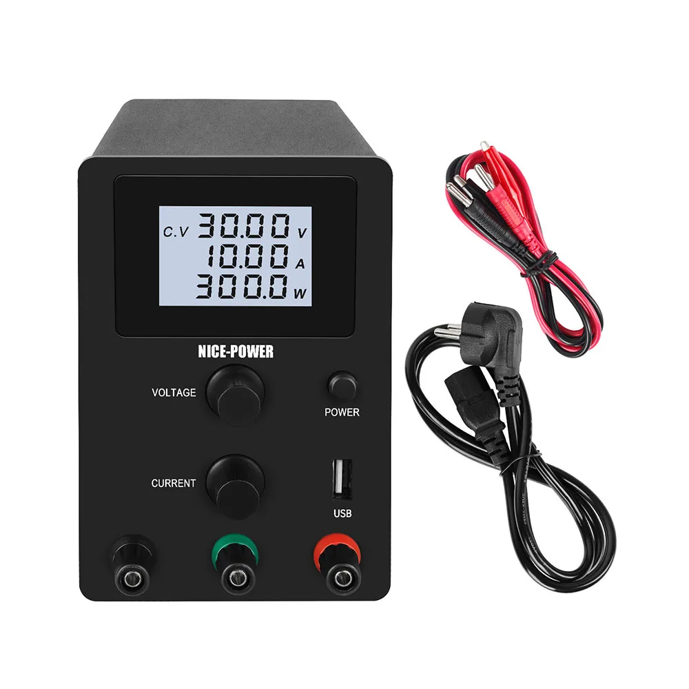 4Digits 30V 10A 3/4 цифр Импульсный DC лабораторный источник питания мини Регулируемый черный USB источник питания 30V 10A 5A 0.01A/0,1 V 0.001A/0,01 V - Цвет: 4Digits 30V 10A
