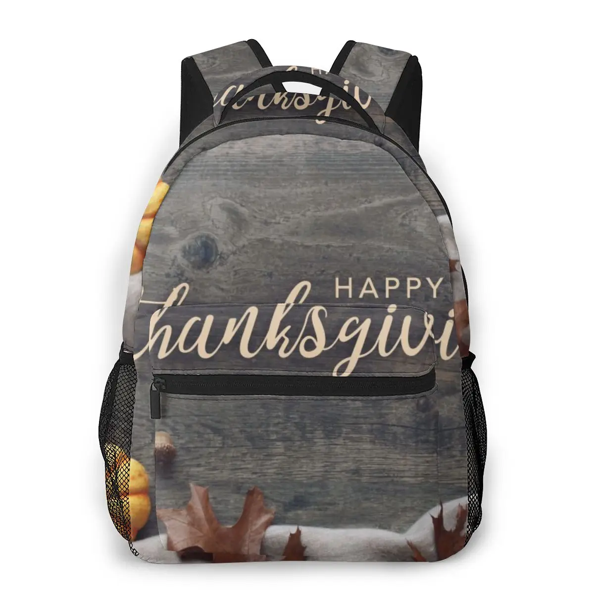 

OLN Children Backpacks School Bag For Boys Thanksgiving Pumpkins And Leaves Teenagers Schoolbag Student Bookbags