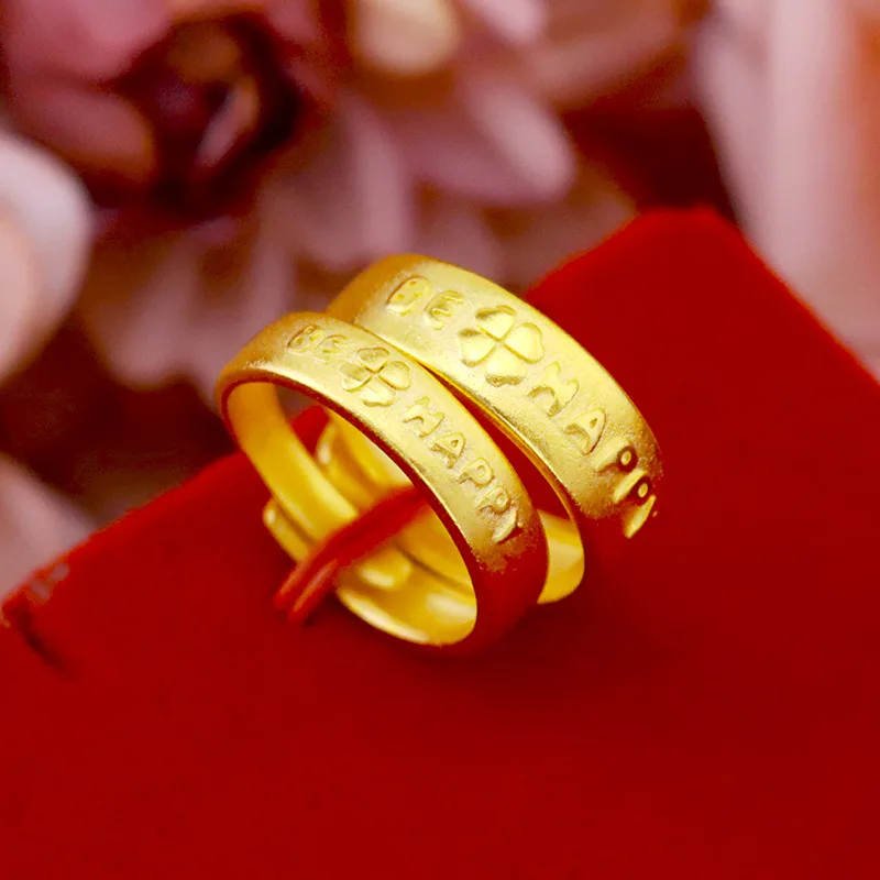 

Korean Fashion Couple's Ring Gold Color Sandblasted Ring for Men and Women Wedding Engagement Jewelry Delicate Birthday Gifts