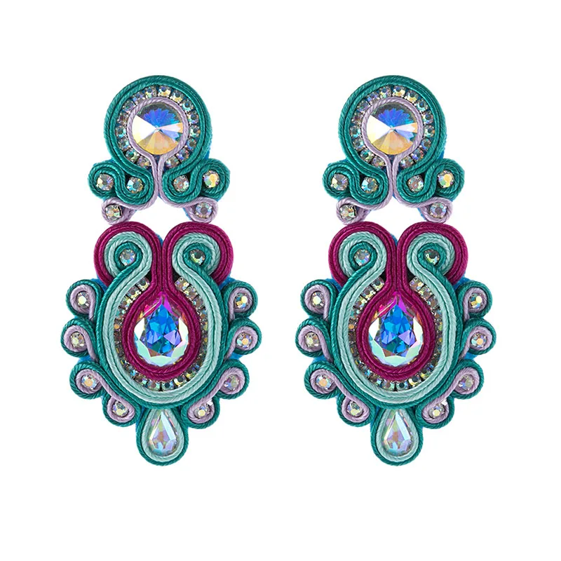 Pendant earrings 1 KPacTa индивидуальный Ретро ручной работы большой кулон серьги браслет кожа круглые женские Серьги Браслет Набор Национальный ветер подарок - Окраска металла: Pendant earrings 1
