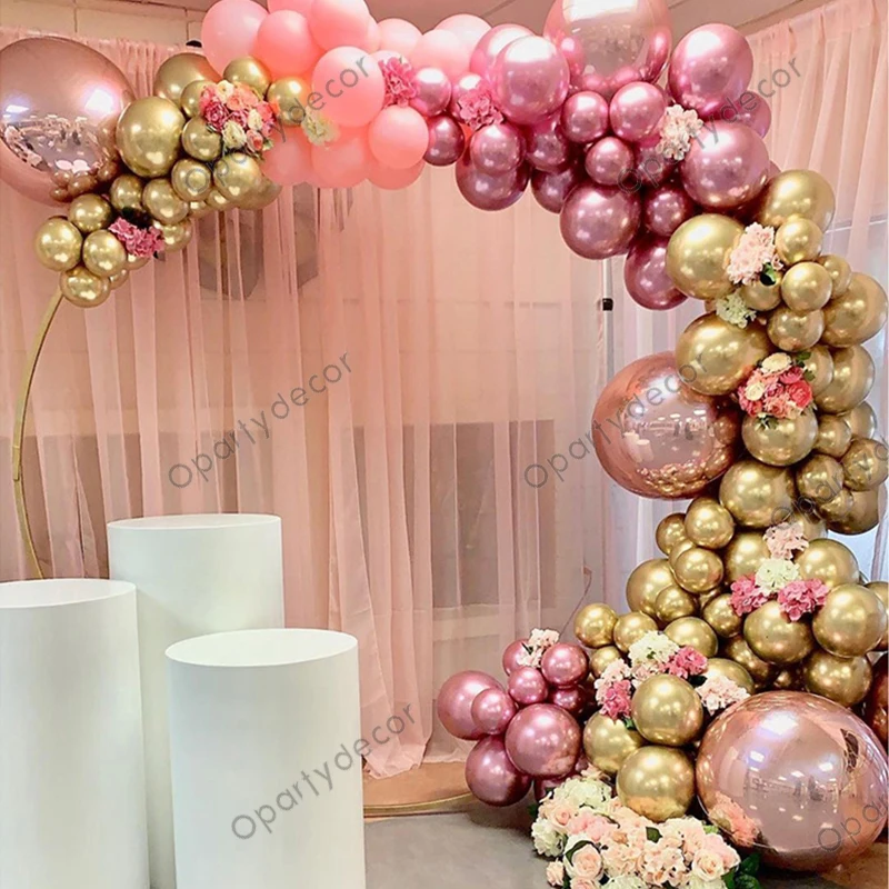 

126pcs Metallic Rose Red Balloons Garland Arch Kit 4D Rose Gold Foil Helium Balloon For Birthday Wedding Christmas Party Decor