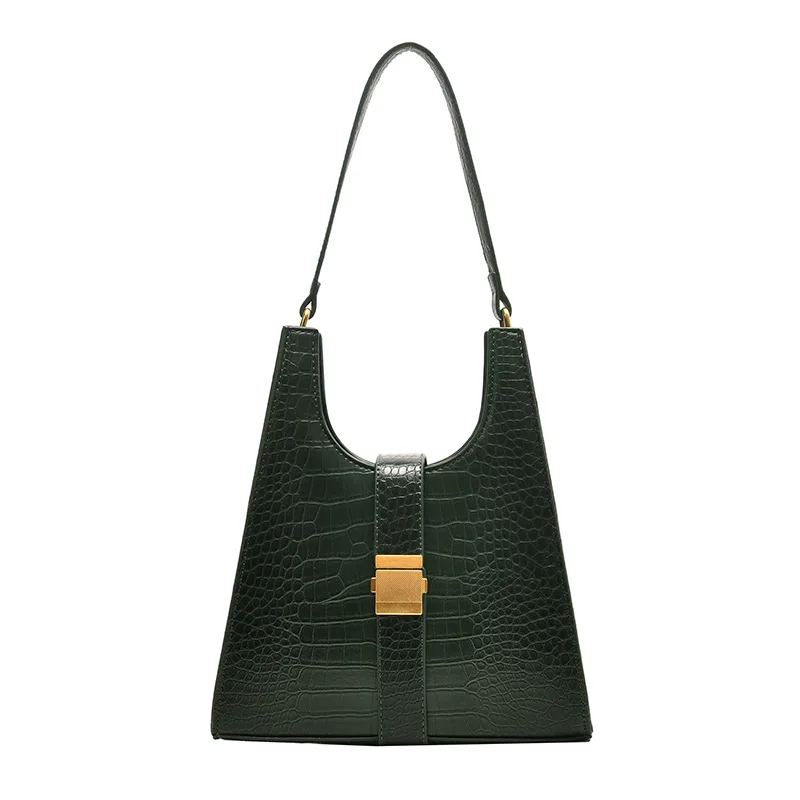 

PU Crocodile Pattern Leather Shoulder Bags For Women 2021 Retro Quality Handbags Lady Designer Totes Female Hand Bag