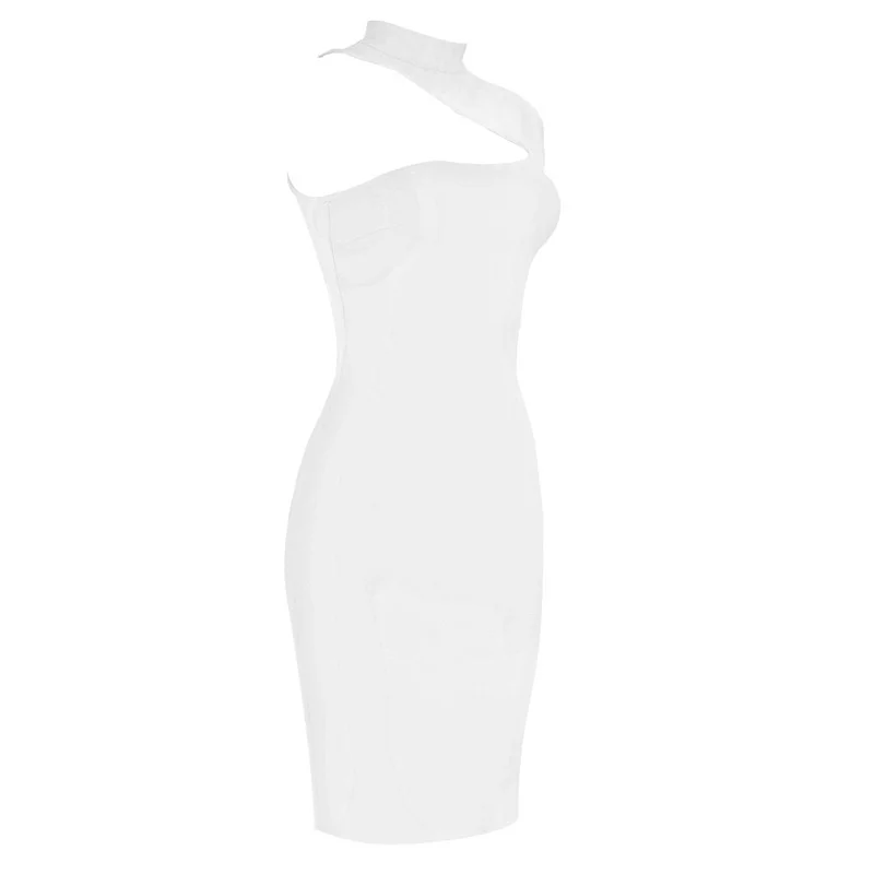 

2020 summer new single shoulder tight elastic bandage waist pack hip sexy evening dress