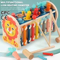 baby multifunctional lion whac a moleinsect catching and radish pulling game8 tone xylophone childrens educational wooden toy