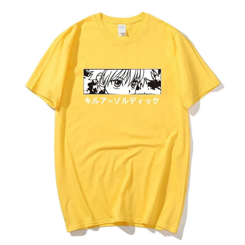 

Hunter X Hunter Anime Mens T Shirt Tops Tees Killua Zoldyck Devil Eye Teeshirt Tops Short Sleeve Casual Men Tshirt Clothes Male