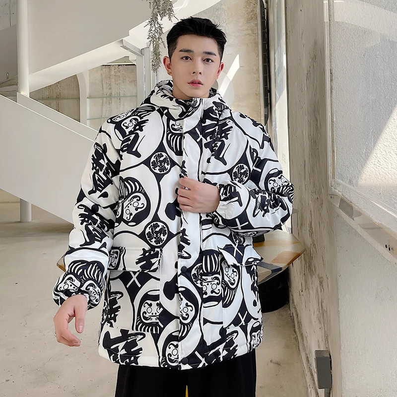 

Мужская и женская уличная одежда в Корейском стиле, Модные свободные парки в стиле Харадзюку, верхняя одежда, мужская зимняя теплая куртка с...