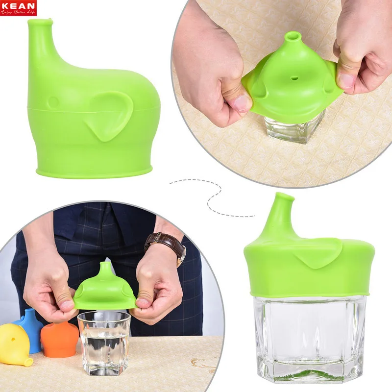 

Elephant-Shaped Silicone Cup Lid Children Training Suction Cup Drink Bottle Spill-proof Cap Nozzle Soft Water Bottle Mouth cover