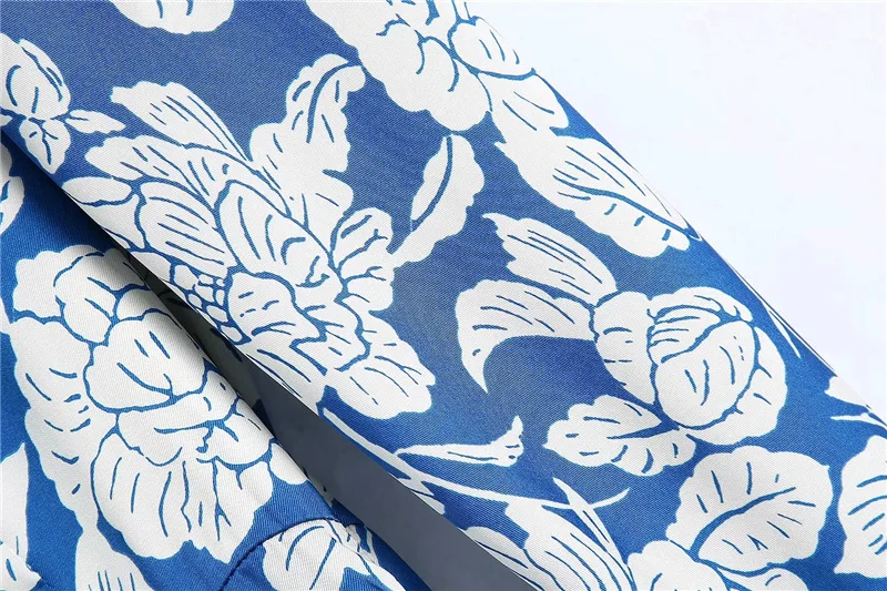 Qeils для женщин шик моды Цветочный принт с разрезом спереди А-образного силуэта