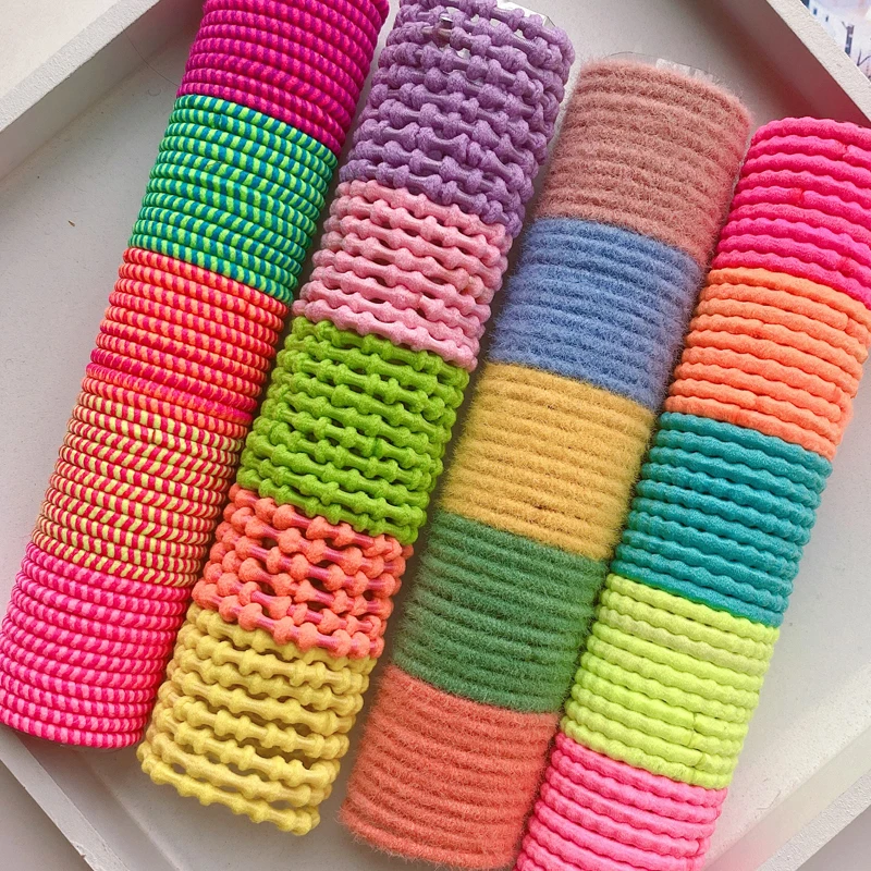 

50/100/200 Pcs/Bag Children Cute Candy Cartoon Solid Elastic Hair Bands Girls Lovely Srunchies Rubber Bands Kid Hair Accessories