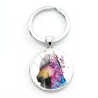 Брелок TAFREE с лошадью и цветком, круглые брелоки с изображением летающих единорогов, животных, стеклянные купольные брелоки, 2021 отцов, ювелирные изделия для автомобиля