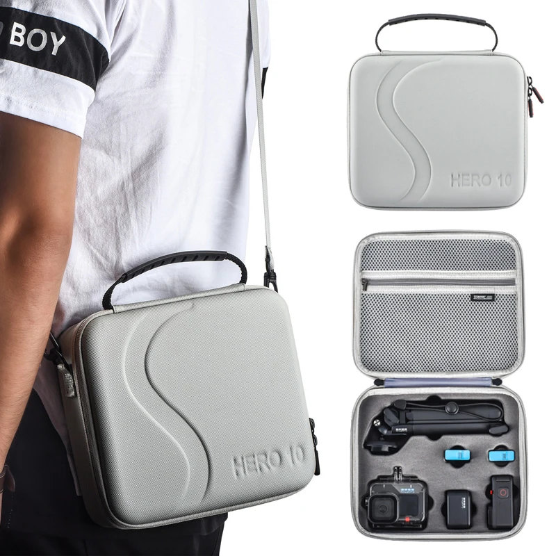 

GoPro 10 Carrying Case PU Waterproof Cover Portable Storage Bag Adjustable Shoulder Strap For GoPro Hero 10 9 Camera Accessories