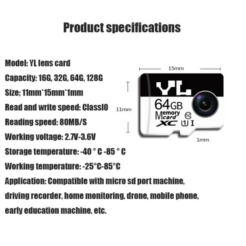 Micro SD карта TF памяти адаптер 16 ГБ 32 64 Гб 128 высокоскоростной Ультра HD видео запись