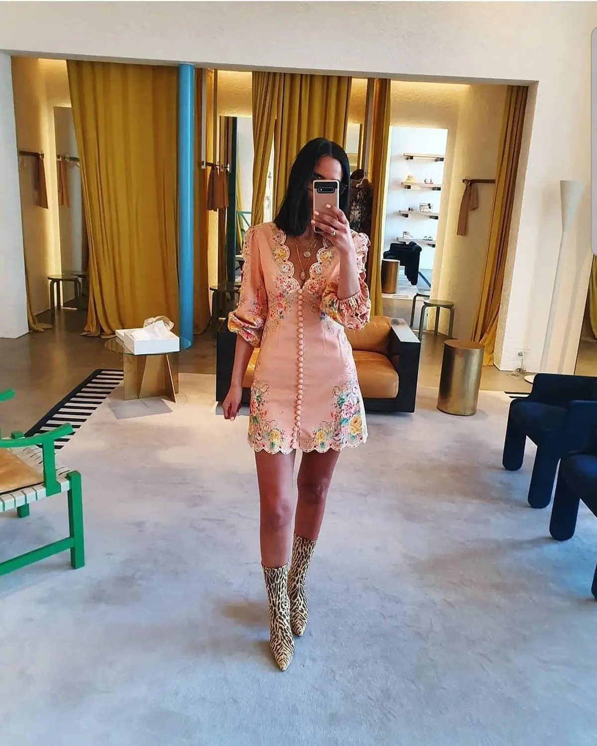 

YAMDI 2020 New arrive palace style V-neck print short dress women dress runway lace bohemian boho summer patchwork embroidery ne