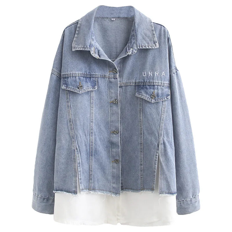 Повседневная джинсовая куртка размера плюс 2019 осенняя одежда модные свободные