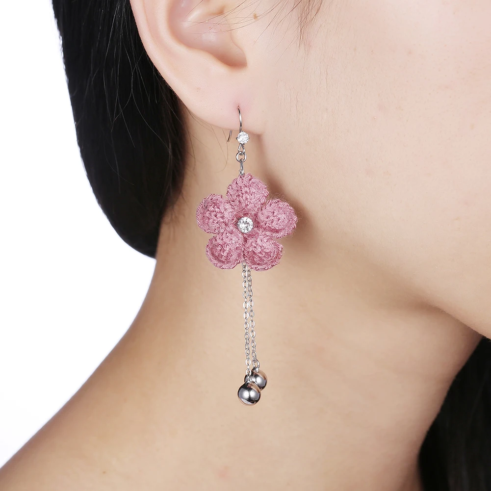 

ZEMIOR Cute Flower Earrings For Women Genuine Sterling Silver 925 Long Tassel Ball Drop Earring Anniversary Gift Fine Jewelry